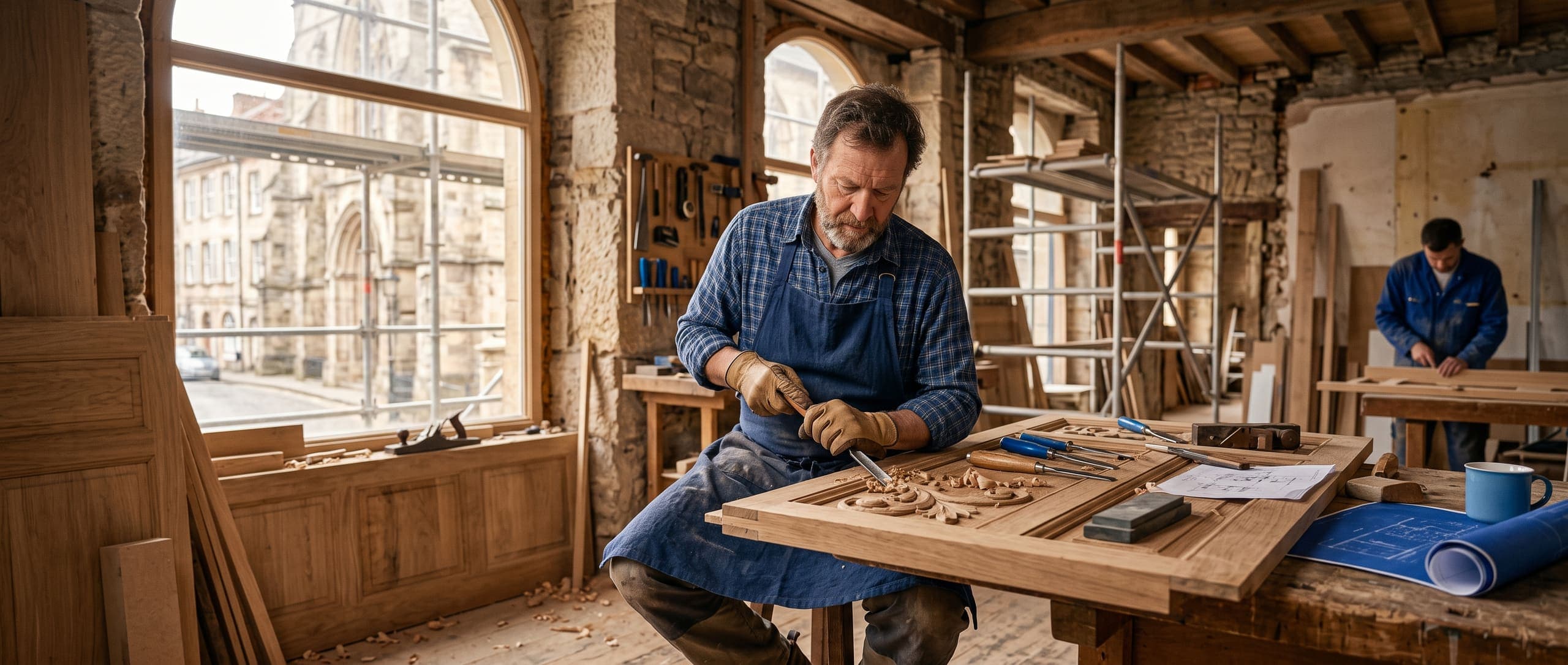 Artisan du bâtiment au travail